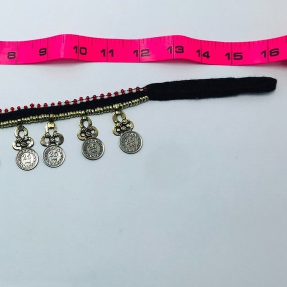 Vintage Choker Necklace With Dangling Coins, Statement Coins Choker Necklace - Picture 7 of 7